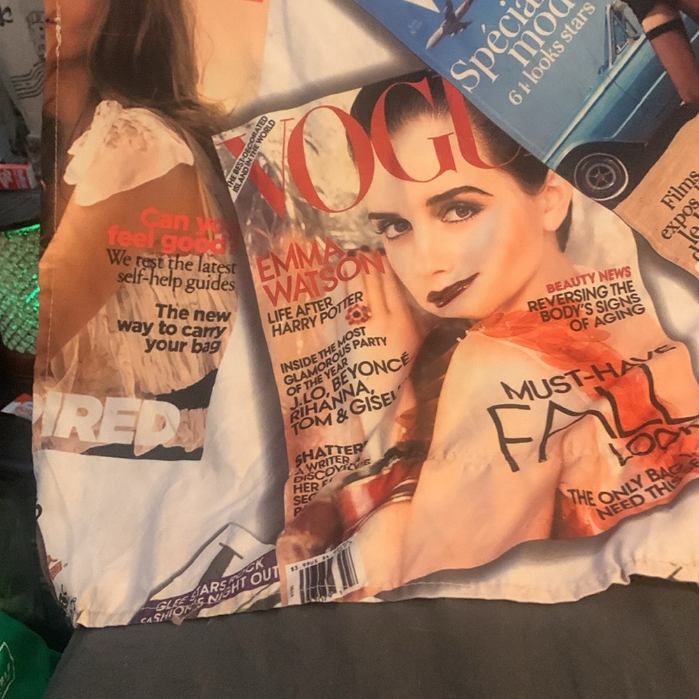 COPY - Vogue shower curtainsMagazine Collage Print vintage width 5 foot 7",leng…